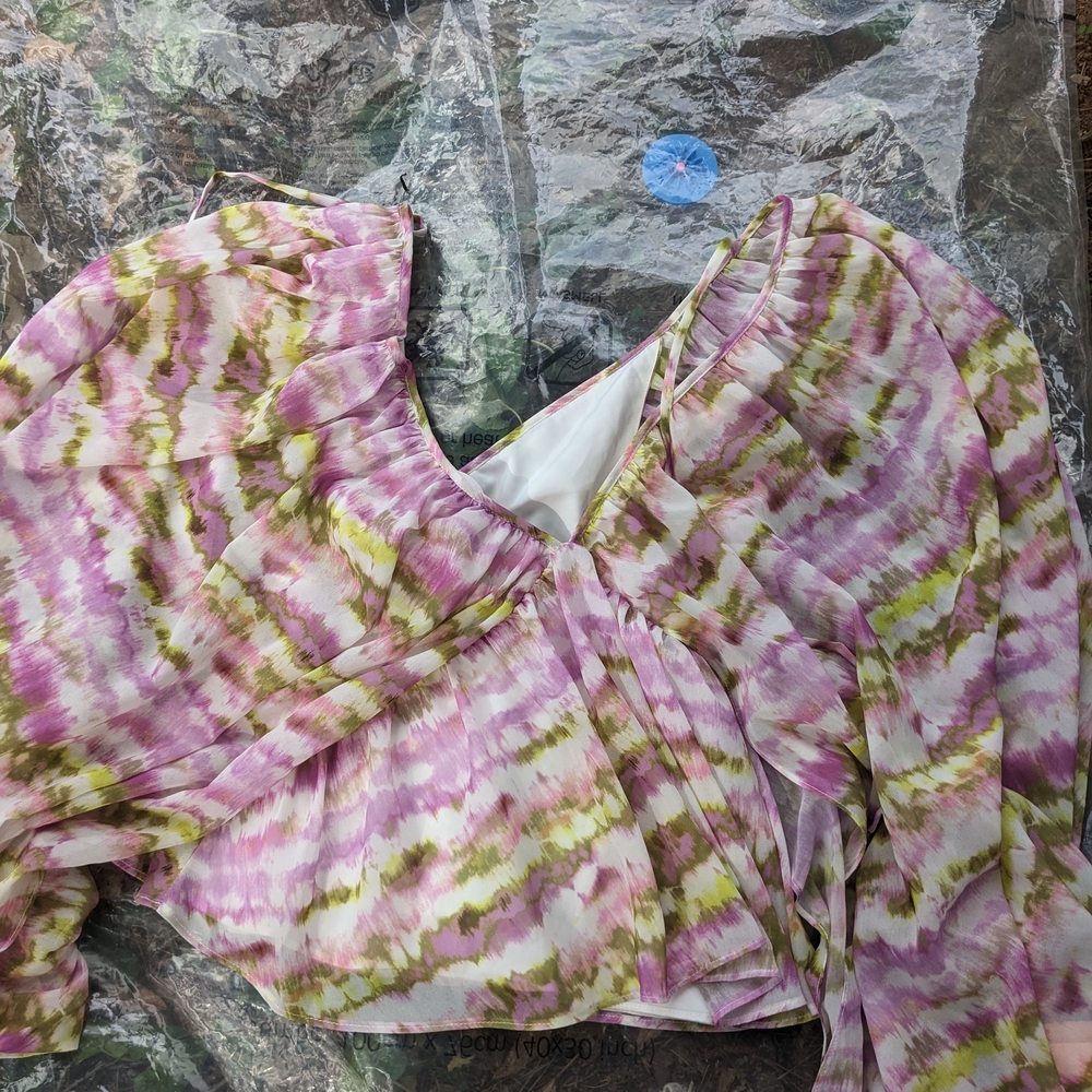 Tularosa  Pink and Green Patterned Top